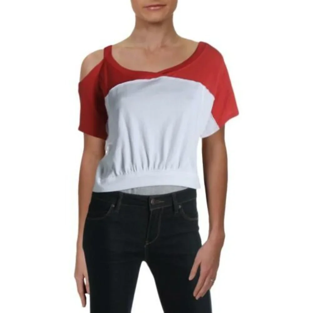 NWT New Free People Colorblock Field Goal Crop T-Shirt Size M